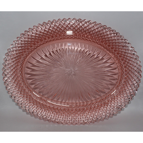 Anchor Hocking Other - VTG Anchor Hocking Pink Depression Glass 12” Oval Serving Platter Miss America